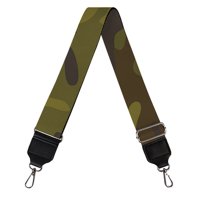 Brown Green Camouflage Print Bag Strap