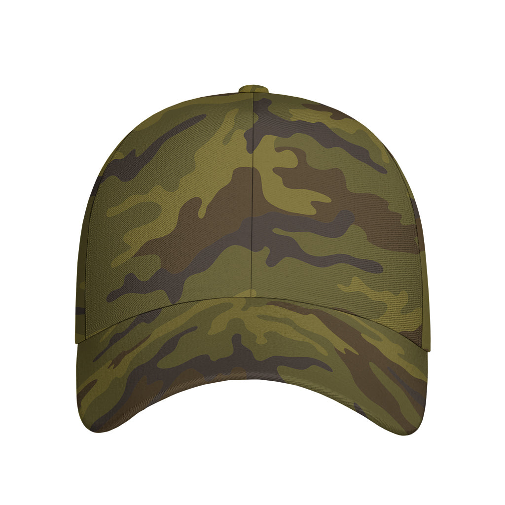 Brown Green Camouflage Print Baseball Cap