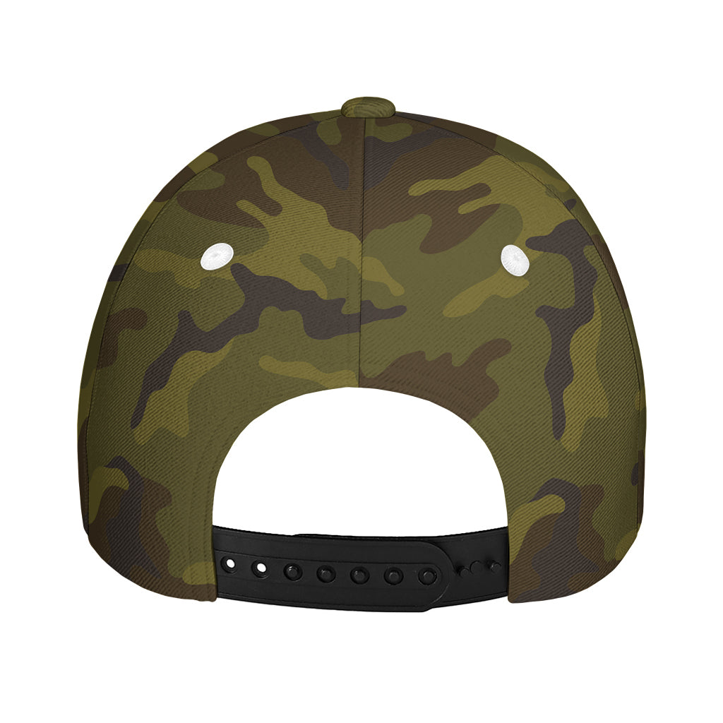 Brown Green Camouflage Print Baseball Cap