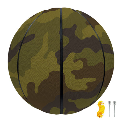 Brown Green Camouflage Print Basketball