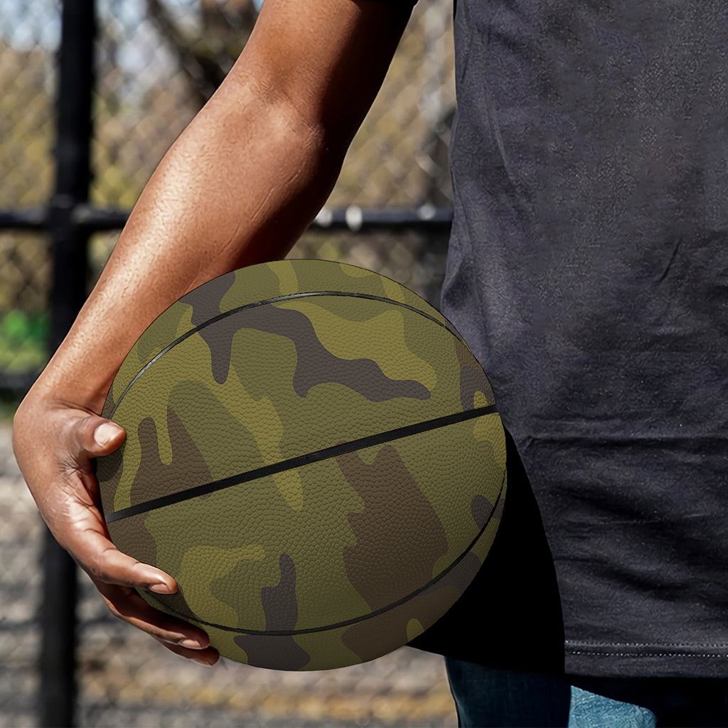 Brown Green Camouflage Print Basketball
