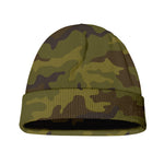 Brown Green Camouflage Print Beanie