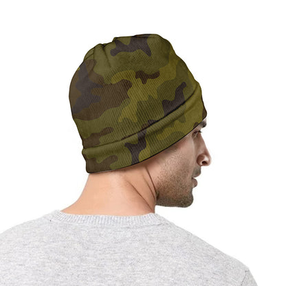 Brown Green Camouflage Print Beanie