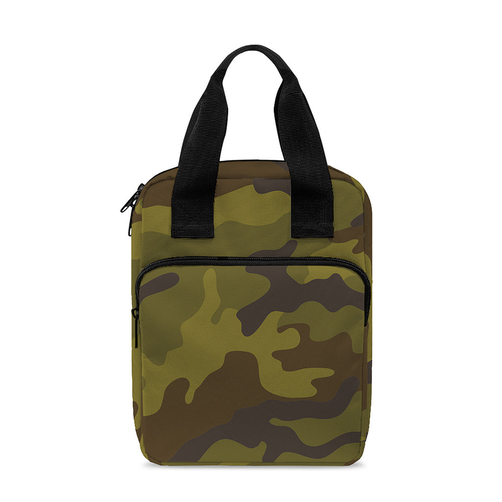 Brown Green Camouflage Print Bible Tote Bag