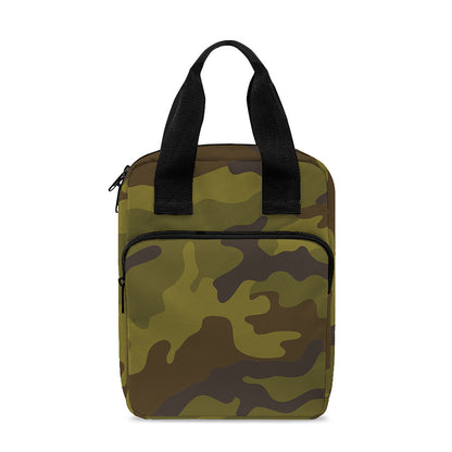 Brown Green Camouflage Print Bible Tote Bag