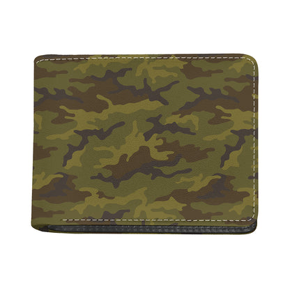 Brown Green Camouflage Print Bifold Wallet