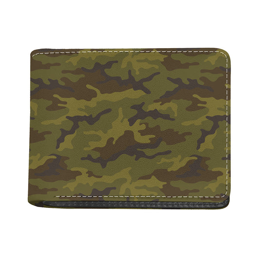 Brown Green Camouflage Print Bifold Wallet