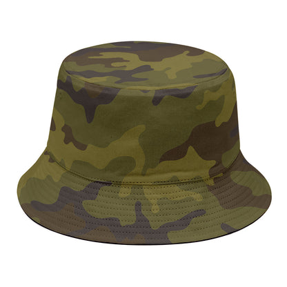Brown Green Camouflage Print Bucket Hat