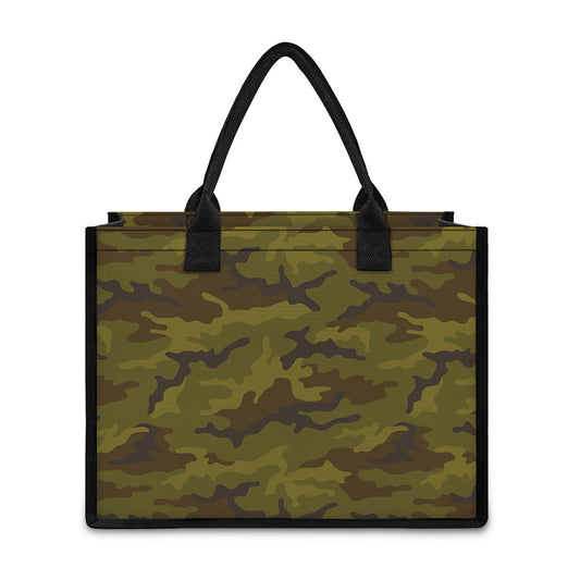 Brown Green Camouflage Print Canvas Tote Bag
