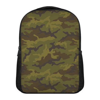 Brown Green Camouflage Print Casual Backpack