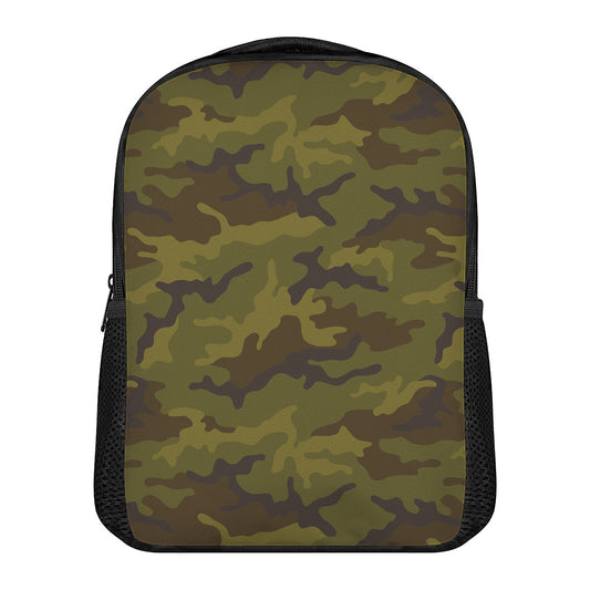 Brown Green Camouflage Print Casual Backpack