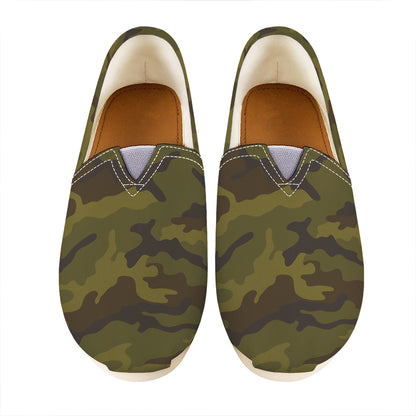 Brown Green Camouflage Print Casual Shoes