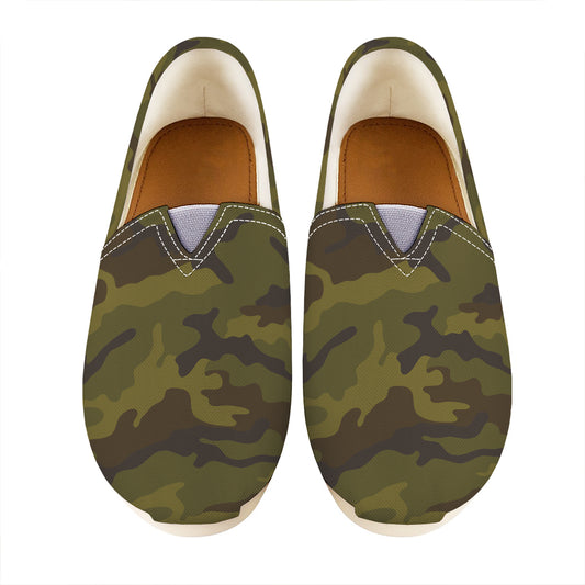 Brown Green Camouflage Print Casual Shoes