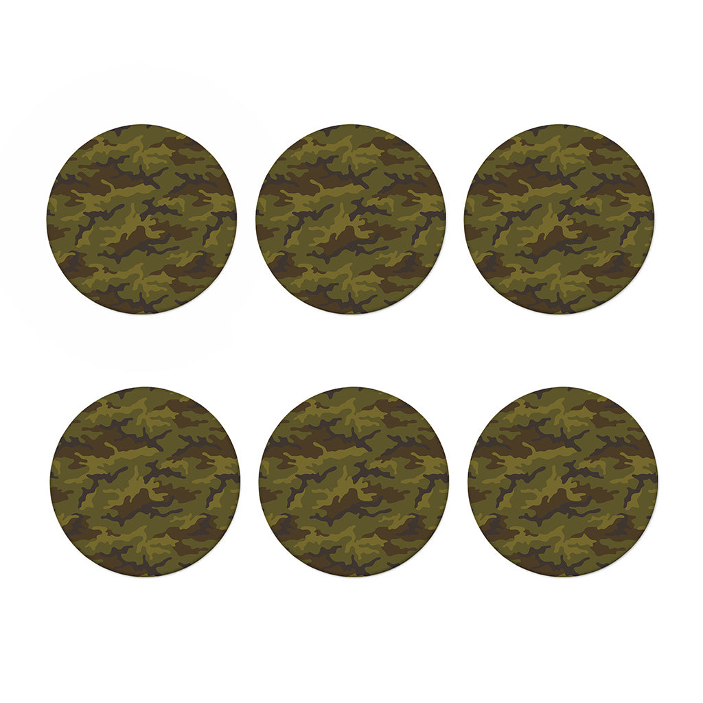 Brown Green Camouflage Print Coaster Set