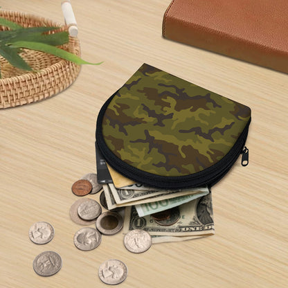 Brown Green Camouflage Print Coin Purse