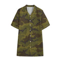 Brown Green Camouflage Print Cotton Hawaiian Shirt
