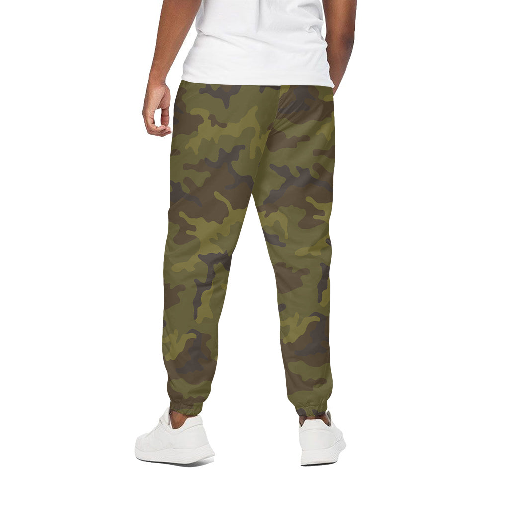 Brown Green Camouflage Print Cotton Pants