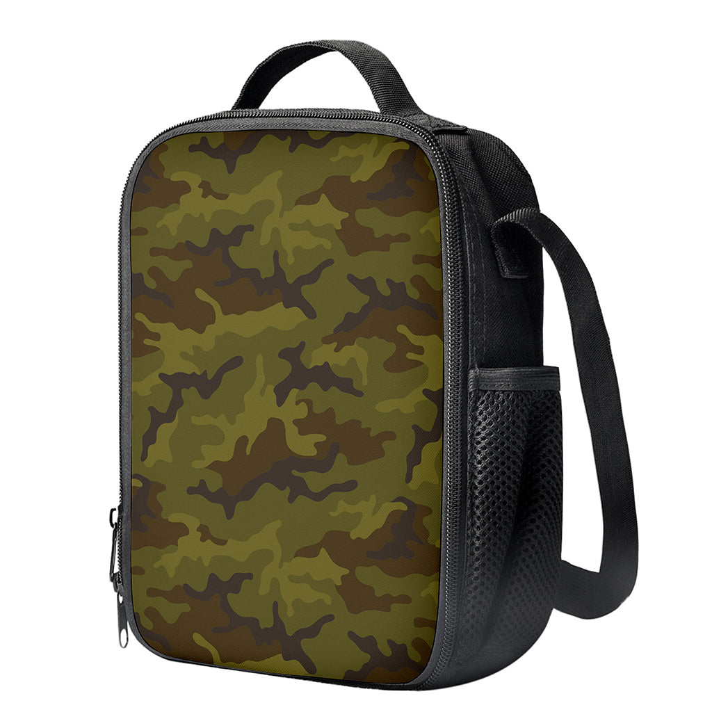 Brown Green Camouflage Print Crossbody Lunch Bag