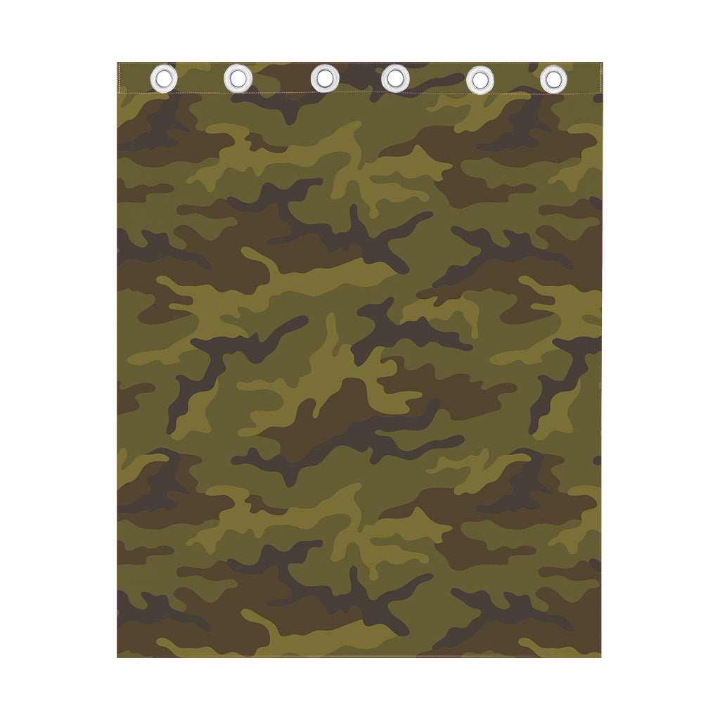 Brown Green Camouflage Print Curtain