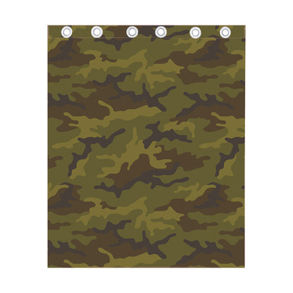 Brown Green Camouflage Print Curtain
