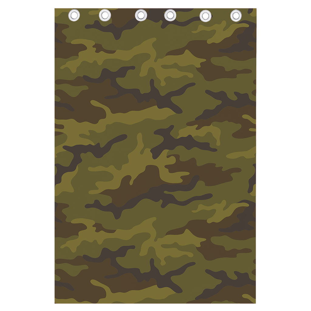 Brown Green Camouflage Print Curtain