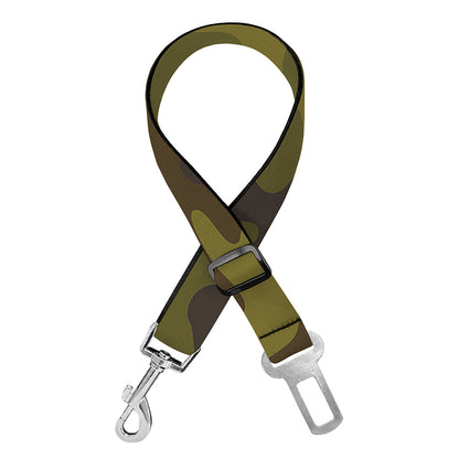 Brown Green Camouflage Print Dog Seat Belt