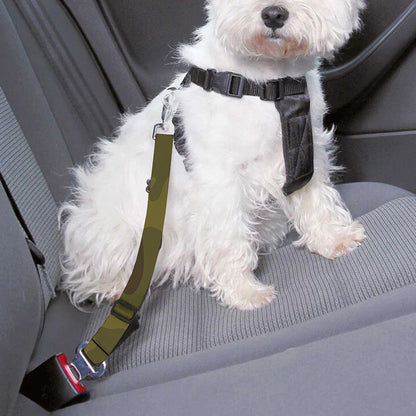 Brown Green Camouflage Print Dog Seat Belt