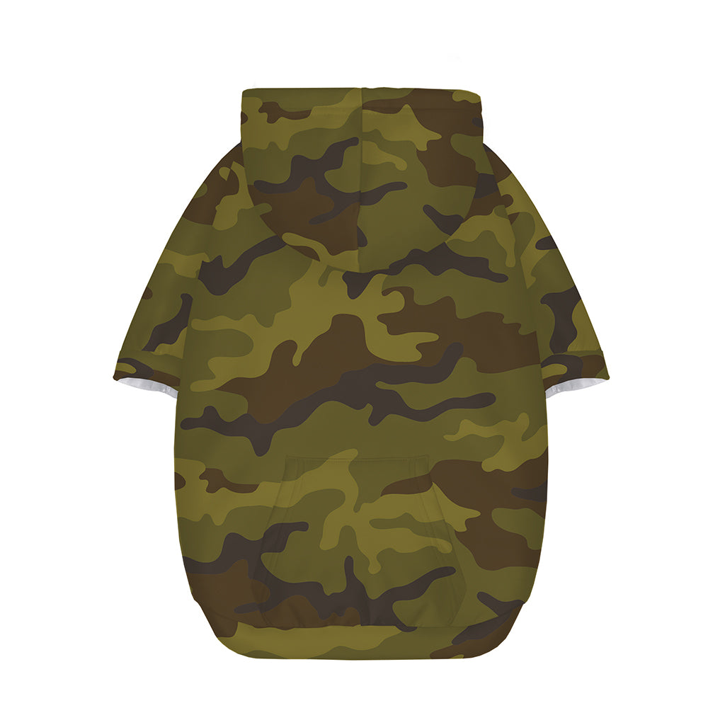 Brown Green Camouflage Print Dog Zip Up Hoodie