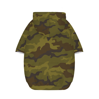 Brown Green Camouflage Print Dog Zip Up Hoodie