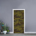 Brown Green Camouflage Print Door Sticker
