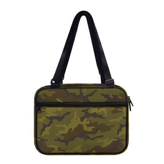 Brown Green Camouflage Print Double Strap Bible Bag