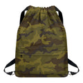 Brown Green Camouflage Print Drawstring Backpack
