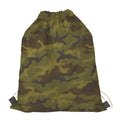 Brown Green Camouflage Print Drawstring Bag