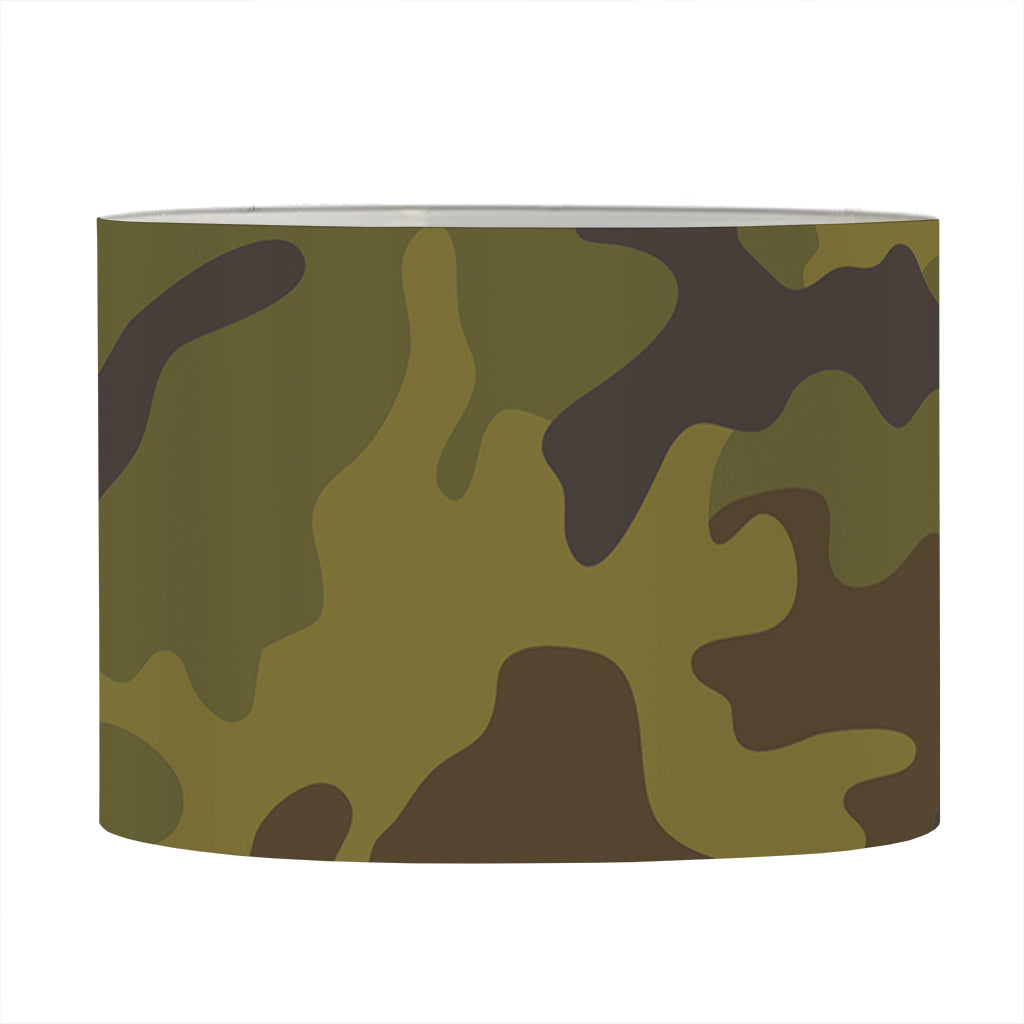 Brown Green Camouflage Print Drum Lamp Shade