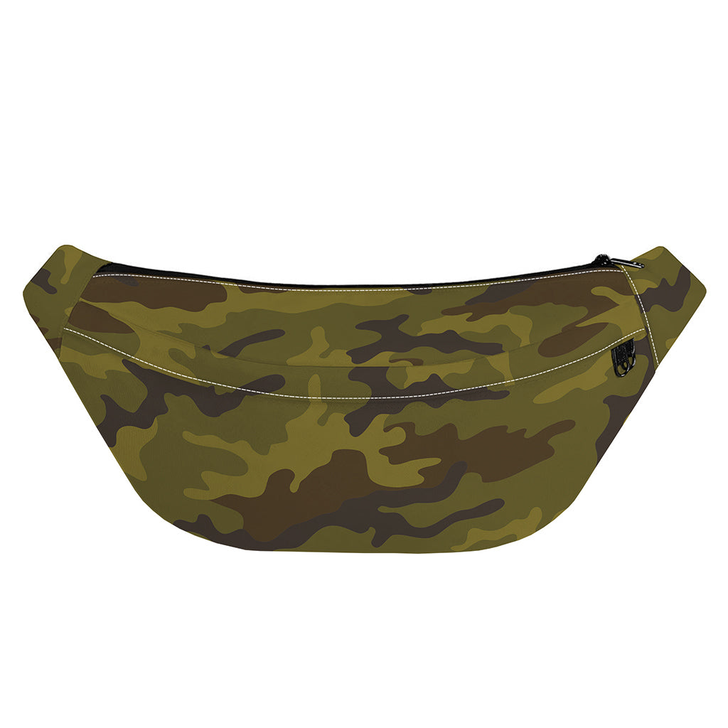Brown Green Camouflage Print Fanny Pack