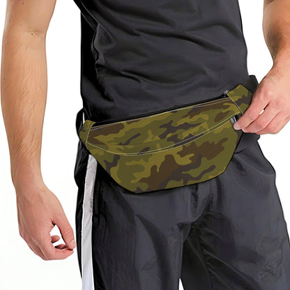 Brown Green Camouflage Print Fanny Pack