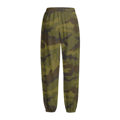 Brown Green Camouflage Print Fleece Lined Knit Pants