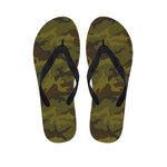 Brown Green Camouflage Print Flip Flops