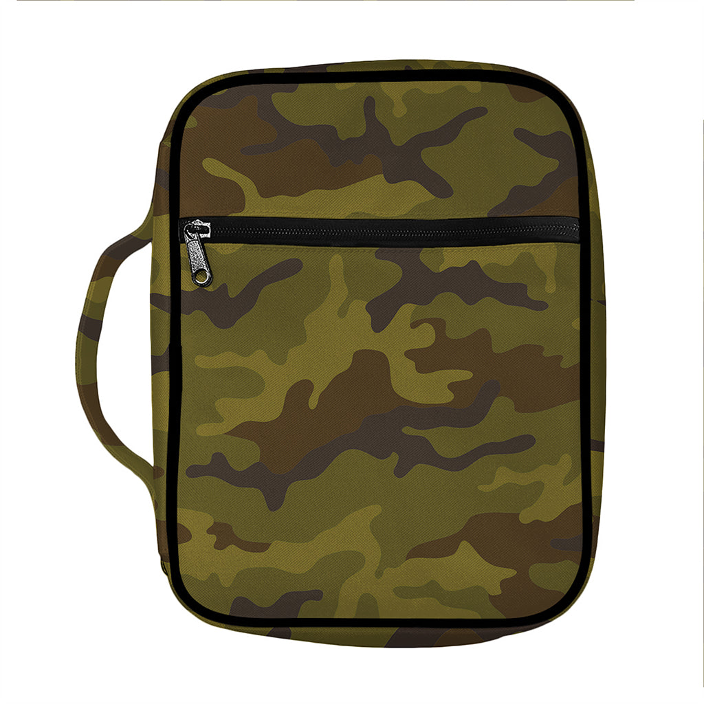 Brown Green Camouflage Print Front Pocket Bible Bag