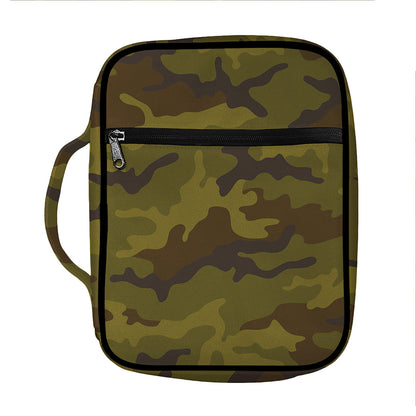 Brown Green Camouflage Print Front Pocket Bible Bag