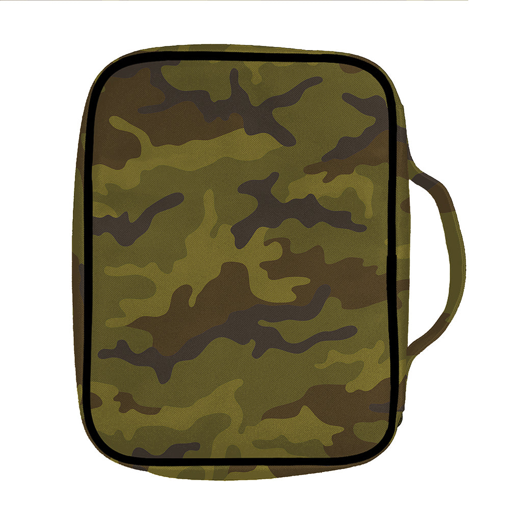 Brown Green Camouflage Print Front Pocket Bible Bag