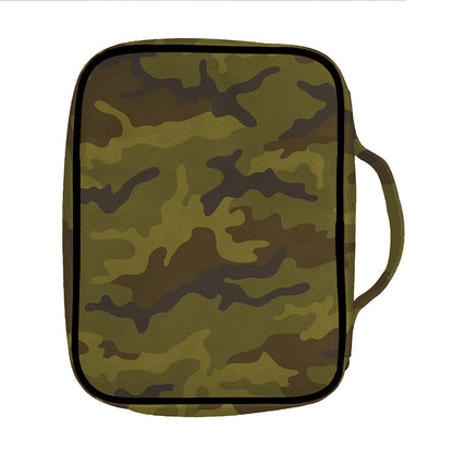 Brown Green Camouflage Print Front Pocket Bible Bag