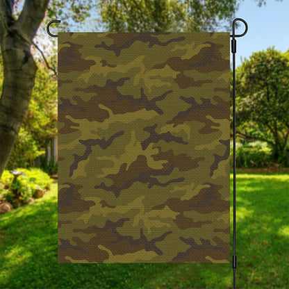 Brown Green Camouflage Print Garden Flag