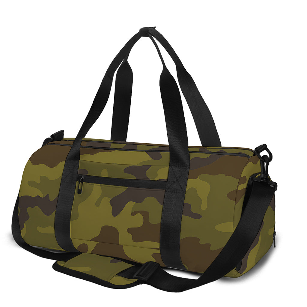Brown Green Camouflage Print Gym Bag