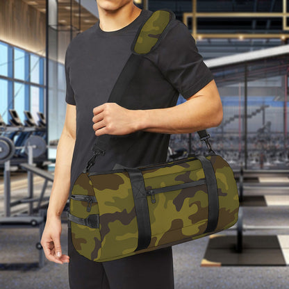 Brown Green Camouflage Print Gym Bag