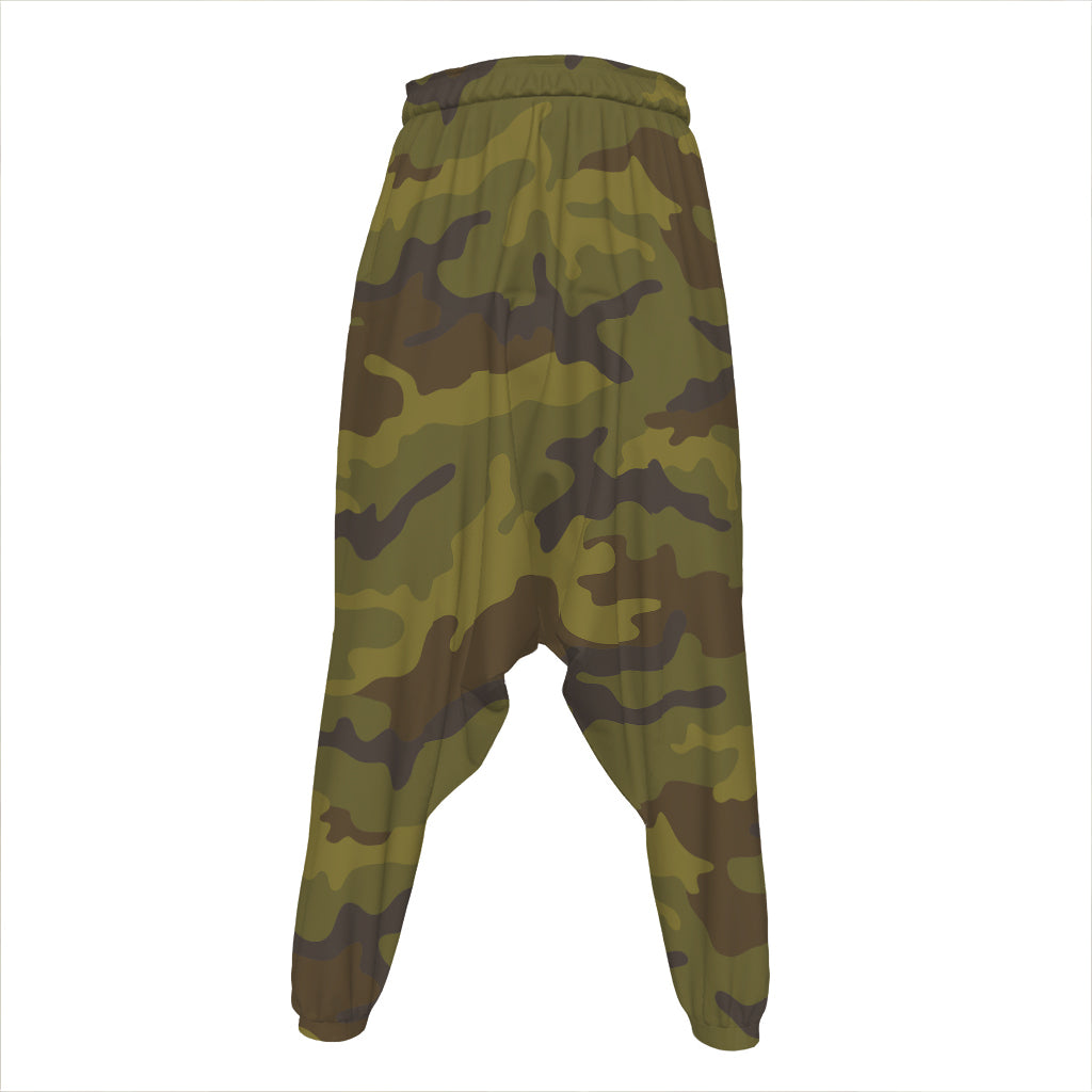 Brown Green Camouflage Print Hammer Pants