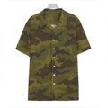 Brown Green Camouflage Print Hawaiian Shirt