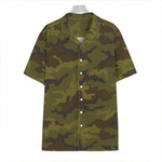 Brown Green Camouflage Print Hawaiian Shirt