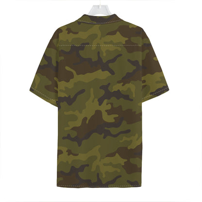Brown Green Camouflage Print Hawaiian Shirt