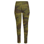 Brown Green Camouflage Print High-Waisted Pocket Leggings